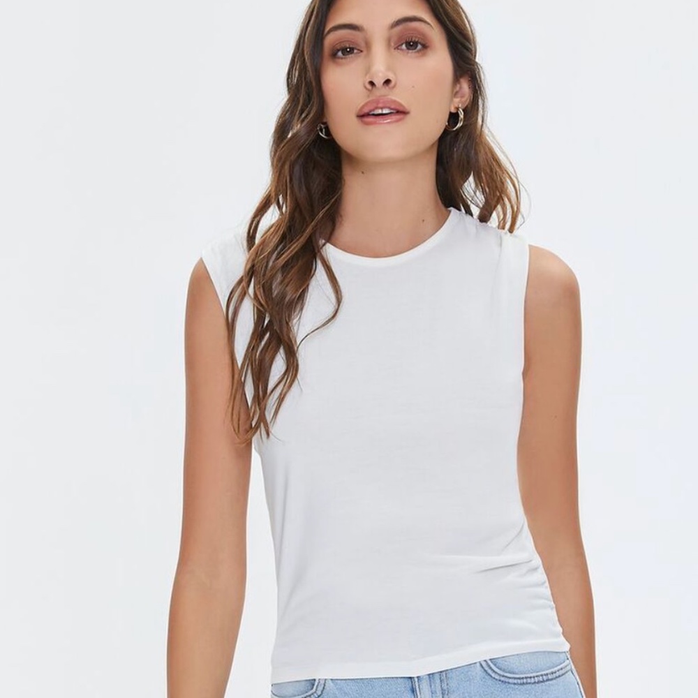 Forever 21 Shirred Tank Top Vanilla Size xs